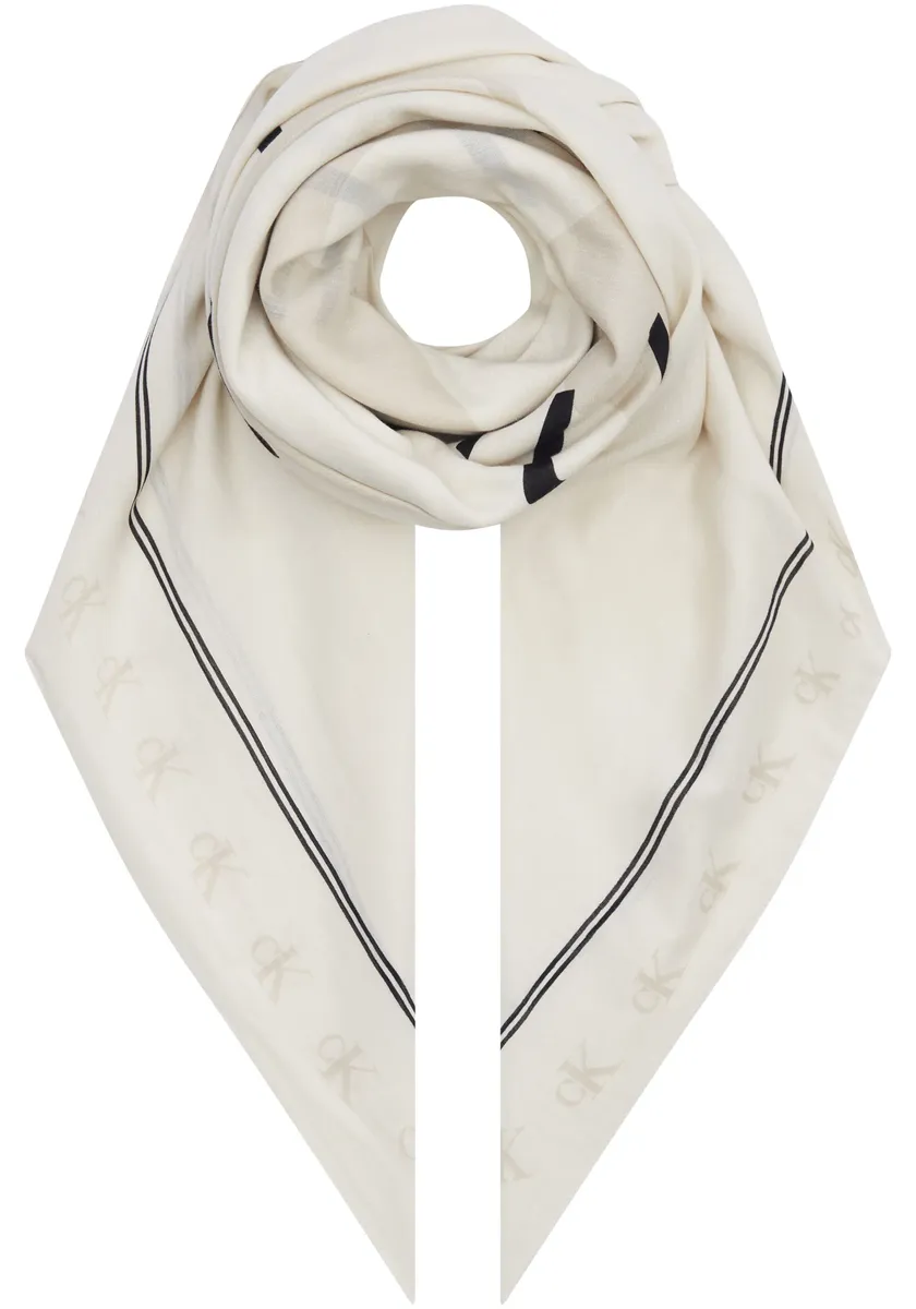 

Шарф Calvin Klein Jeans "BOLD MONO LOGO SHAWL 130X130", с тиснением логотипа Calvin Klein Jeans, цвет Eggshell