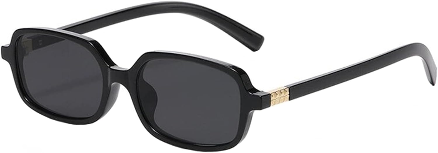 

Солнцезащитные очки в стиле ретро, ​​прямоугольные, для женщин и мужчин, модные квадратные солнцезащитные очки 90-х, маленькие винтажные солнцезащитные очки Teumire, A01 Black/Grey