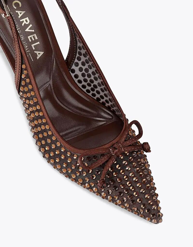 Коричневые туфли Carvela Positano на низком каблуке с драгоценными камнями — фото 4