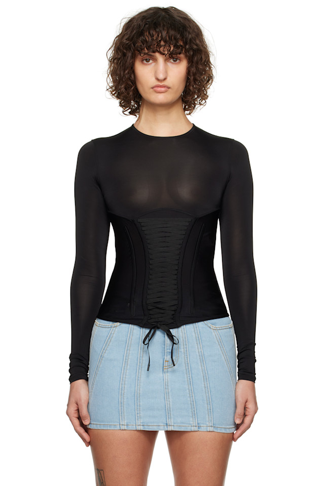 

Топ на шнуровке Mugler, черный