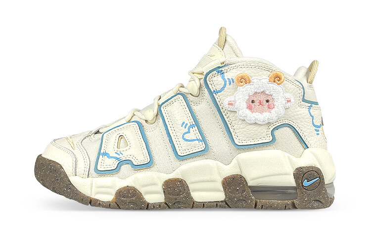 

Кроссовки Nike Air More Uptempo Vintage Basketball Shoes Women's Mid-Top Beige Yellow/Blue