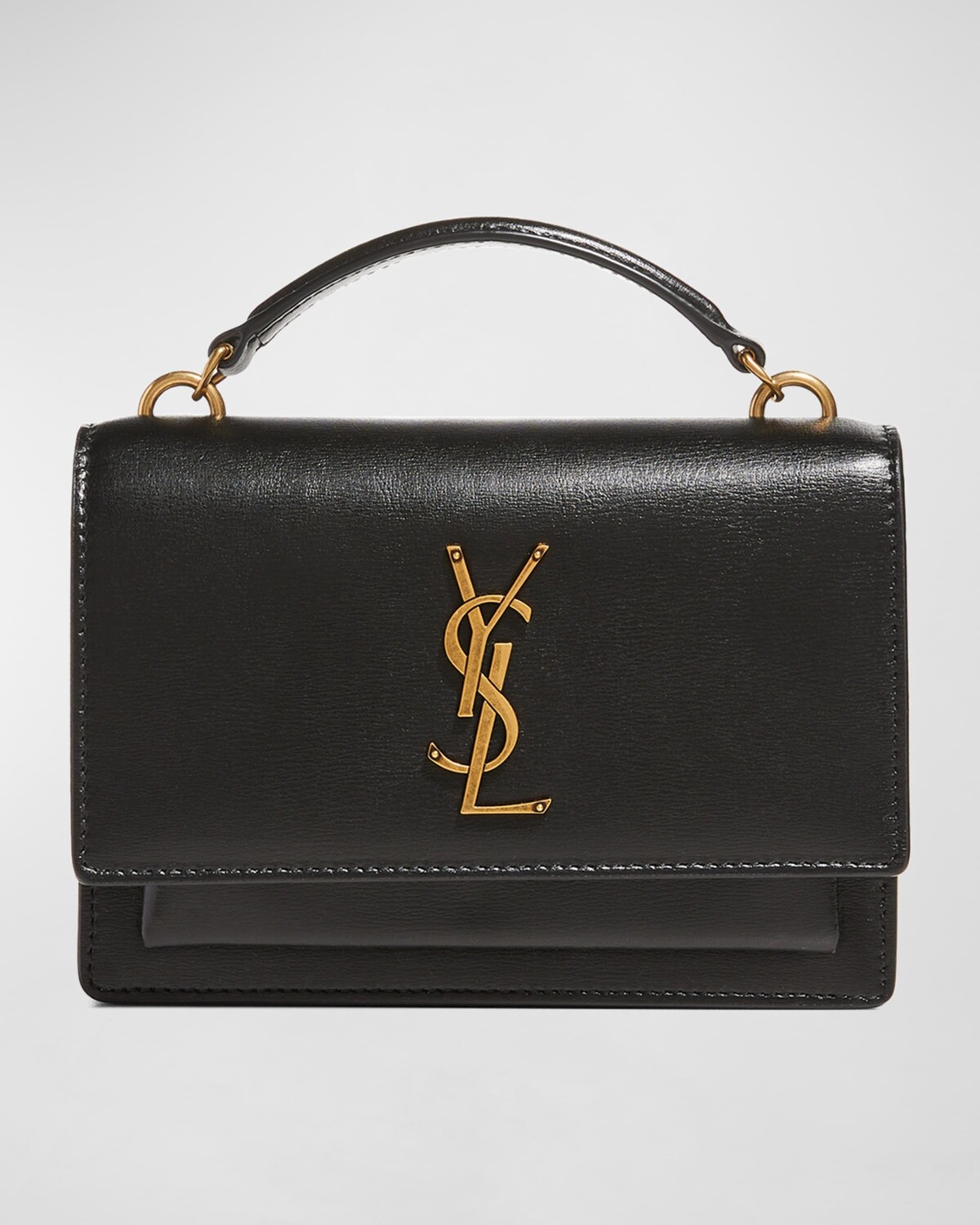 

Сумка через плечо Sunset YSL среднего размера из гладкой кожи с верхней ручкой Saint Laurent, цвет Black