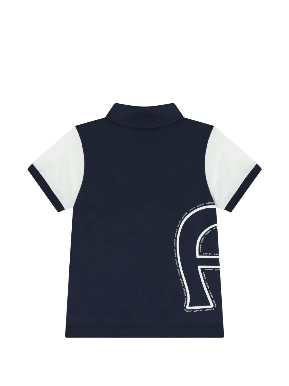 Рубашка-поло на молнии с цветовыми блоками Aigner Kids, синий — фото 2