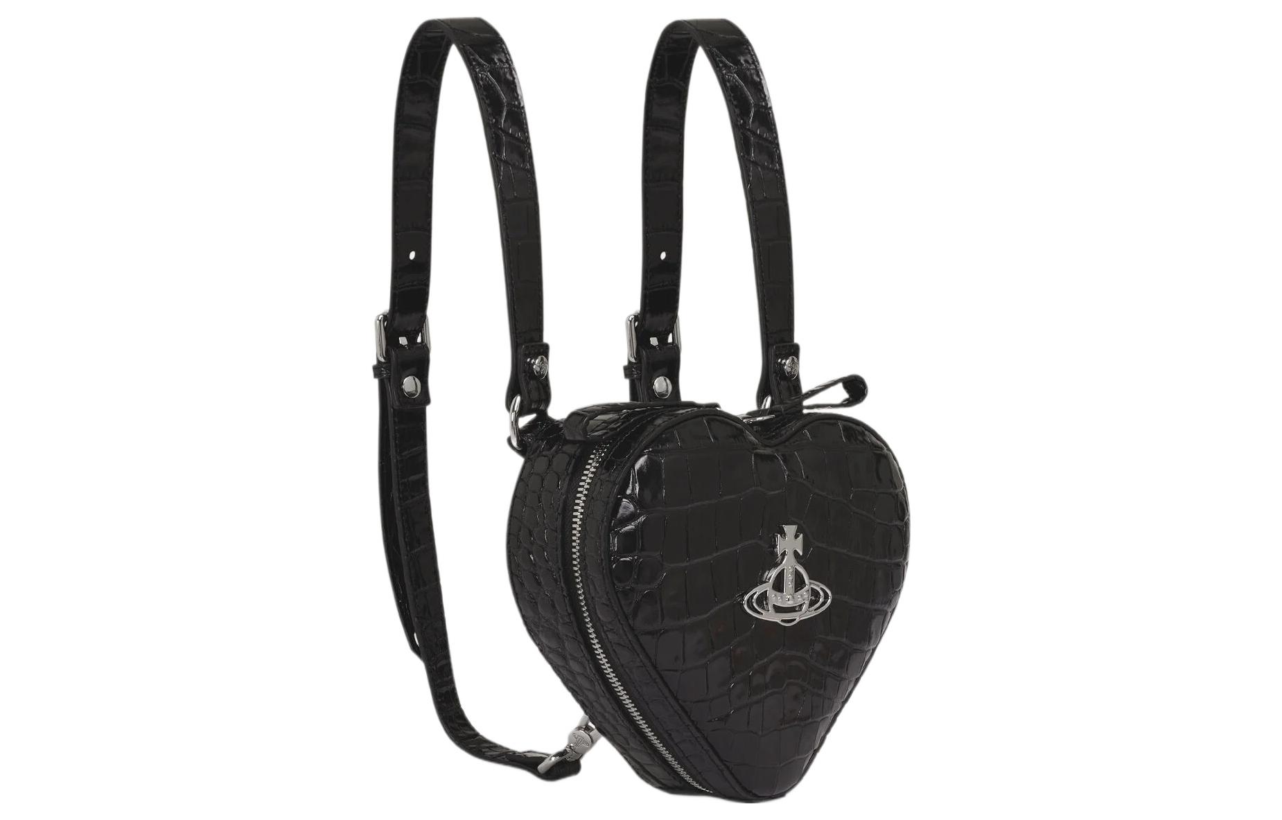 Vivienne Westwood Миниатюрный женский рюкзак из телячьей кожи черный — фото 2
