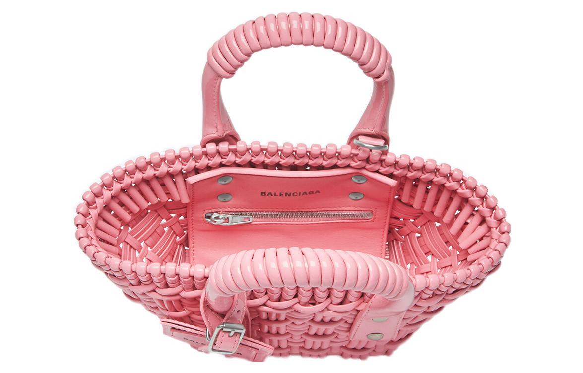 Balenciaga Сумка-корзинка из полиуретана, портативная сумка через плечо, женская сумка через плечо розовая — фото 4