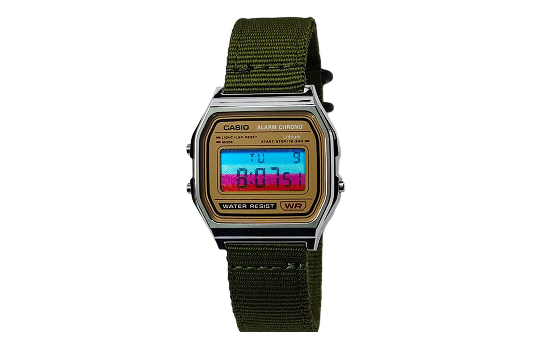 

CASIO Мужские часы Retrofit Series с кварцевым механизмом и нейлоновым ремешком, черный циферблат