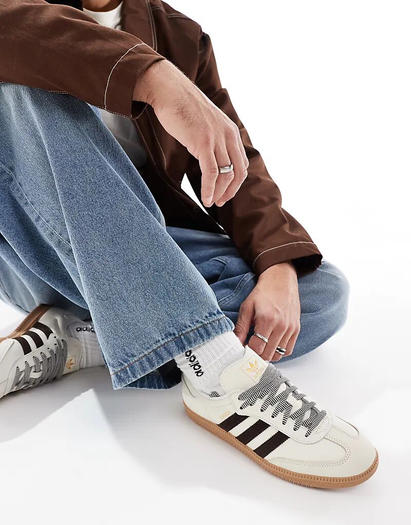 Кроссовки Samba OG кремового и темно-коричневого цвета adidas Originals