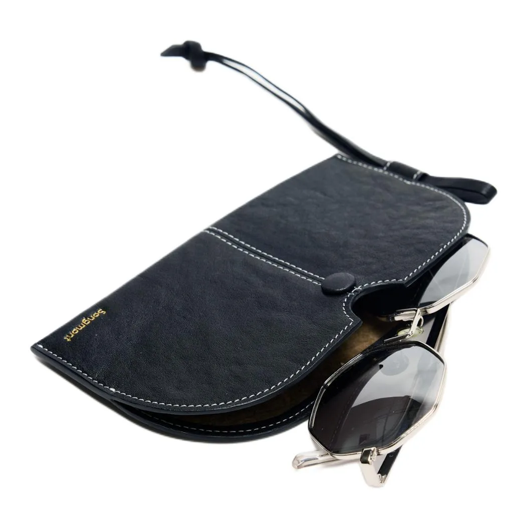 Songmont Чехол для очков из коровьей кожи Medium Unisex Smoky Ink Black/Sandalwood Brown/Smoky Ink Black White Steel Metal — фото 4