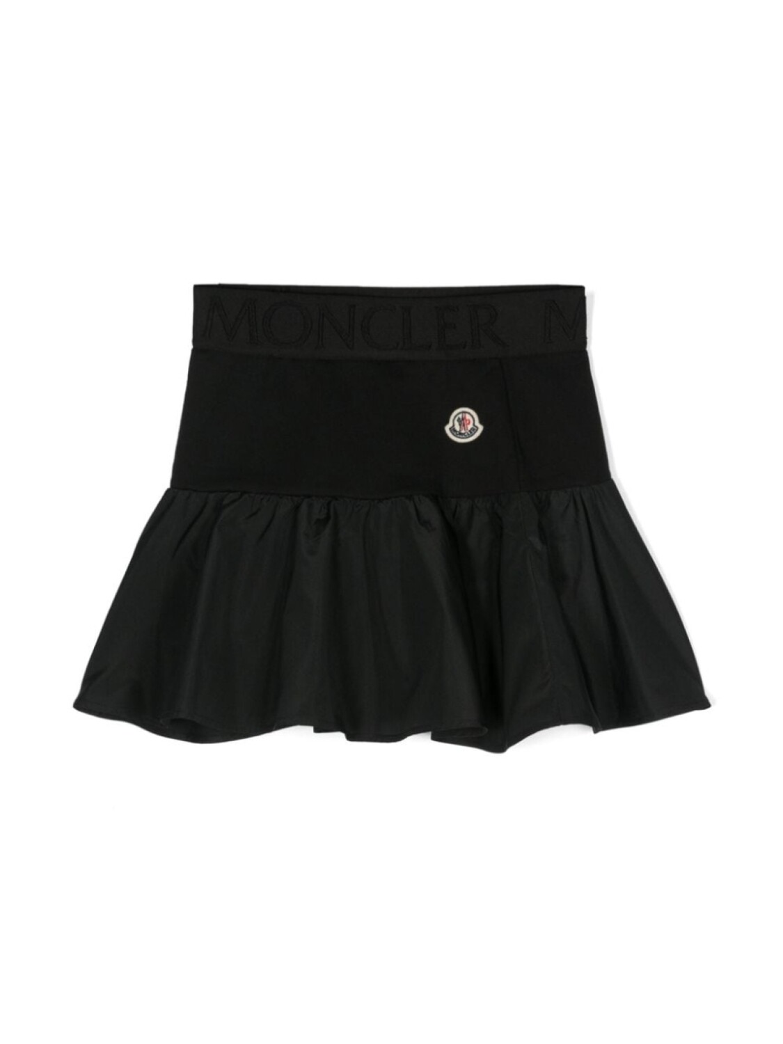 Moncler Enfant расклешенная юбка мини с вышитым логотипом, черный