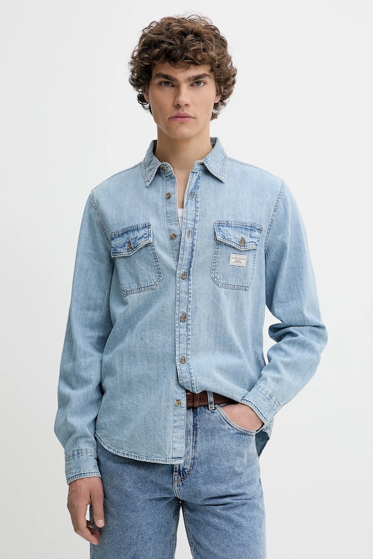 

Хлопковая рубашка Guess Jeans, синий