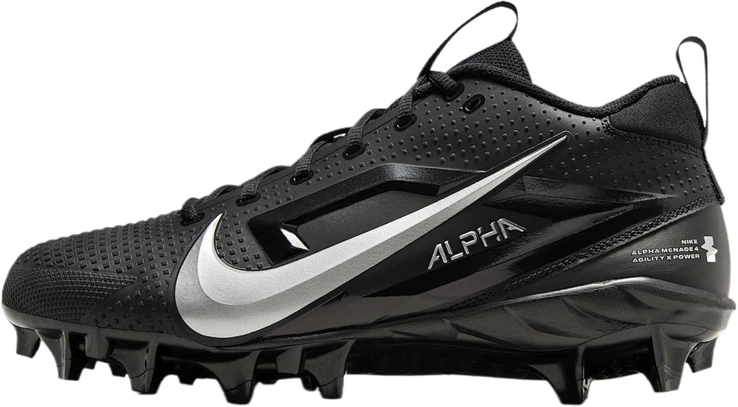 

Мужские футбольные бутсы Nike Alpha Menace 4 Varsity, Black/Metallic Silver