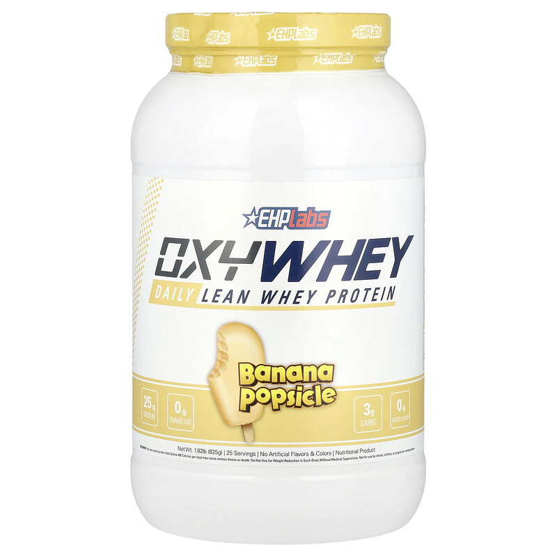 

EHPlabs, OxyWhey, постный сывороточный протеин для ежедневного приема, банановое мороженое, 825 г (1,82 фунта)