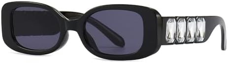 

Солнцезащитные очки прямоугольной формы с бриллиантами 2027 года для женщин и мужчин, винтажные солнцезащитные очки для женщин, очки с защитой от УФ-излучения UV400 MTZJH, C1 Black Black