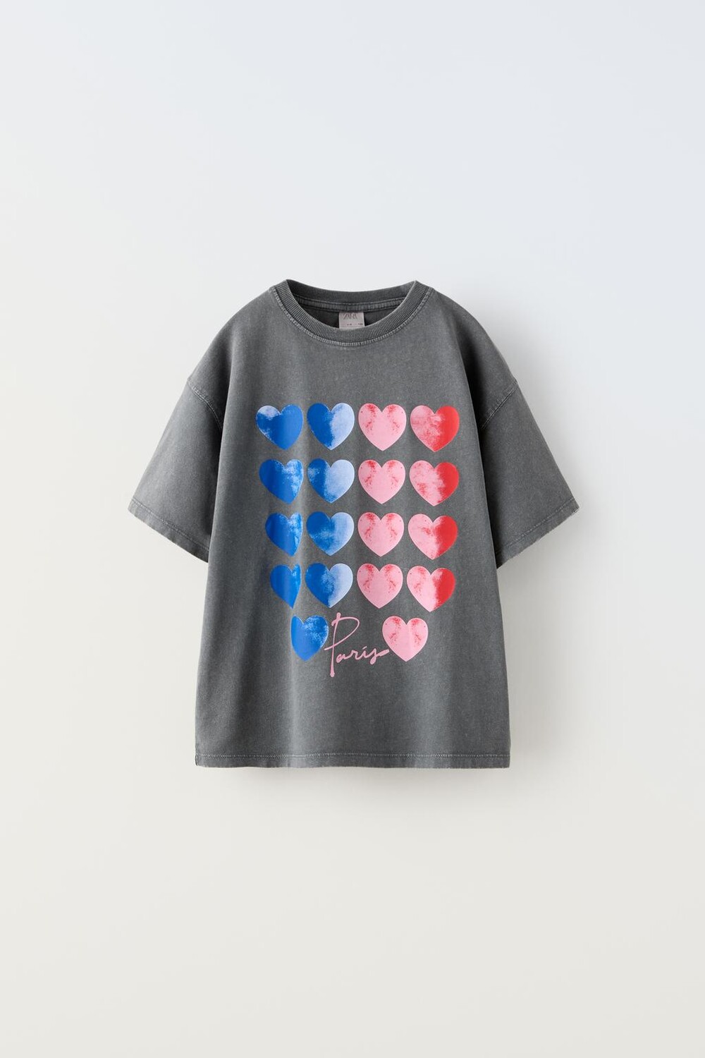 

Футболка с парижскими сердцами ZARA, серый
