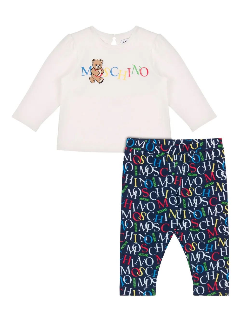 

Комплект из топа и легинсов с логотипом Moschino Kids, синий