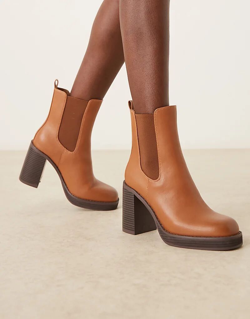 Ботильоны ASOS DESIGN Evelyn на платформе и каблуке светло-коричневого цвета