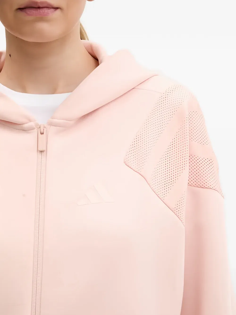 Худи в полоску из сетчатой ткани Adidas, розовый — фото 3