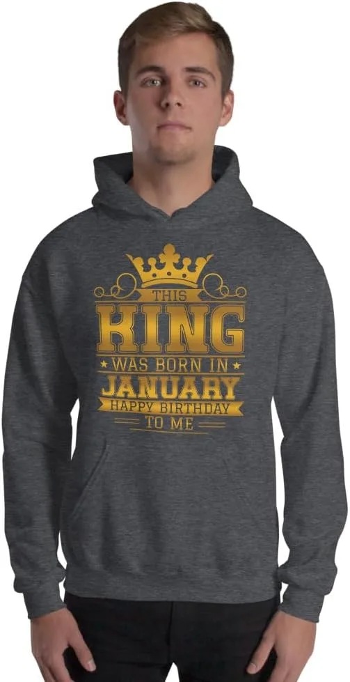 Толстовка January King Birthday - Этот король родился в январе, с днем рождения мне, отпразднуй свой день рождения, смешная футболка Generic, Dark Heather