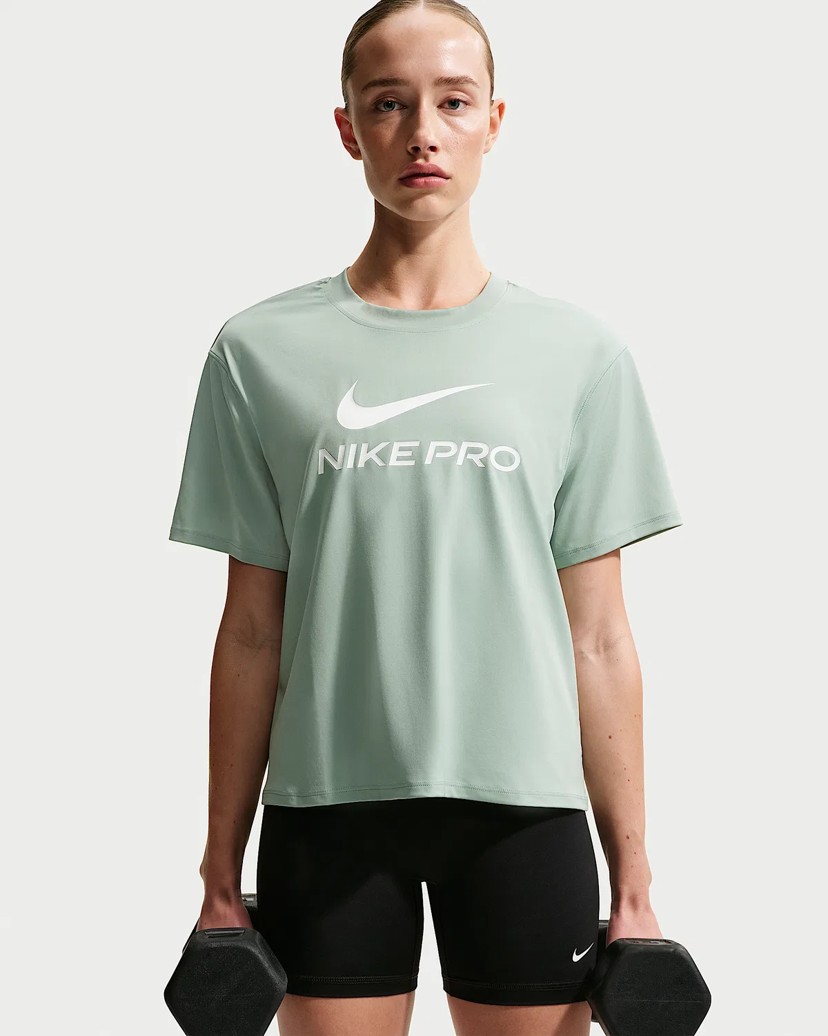 Женская свободная футболка Nike Pro, Steam/White