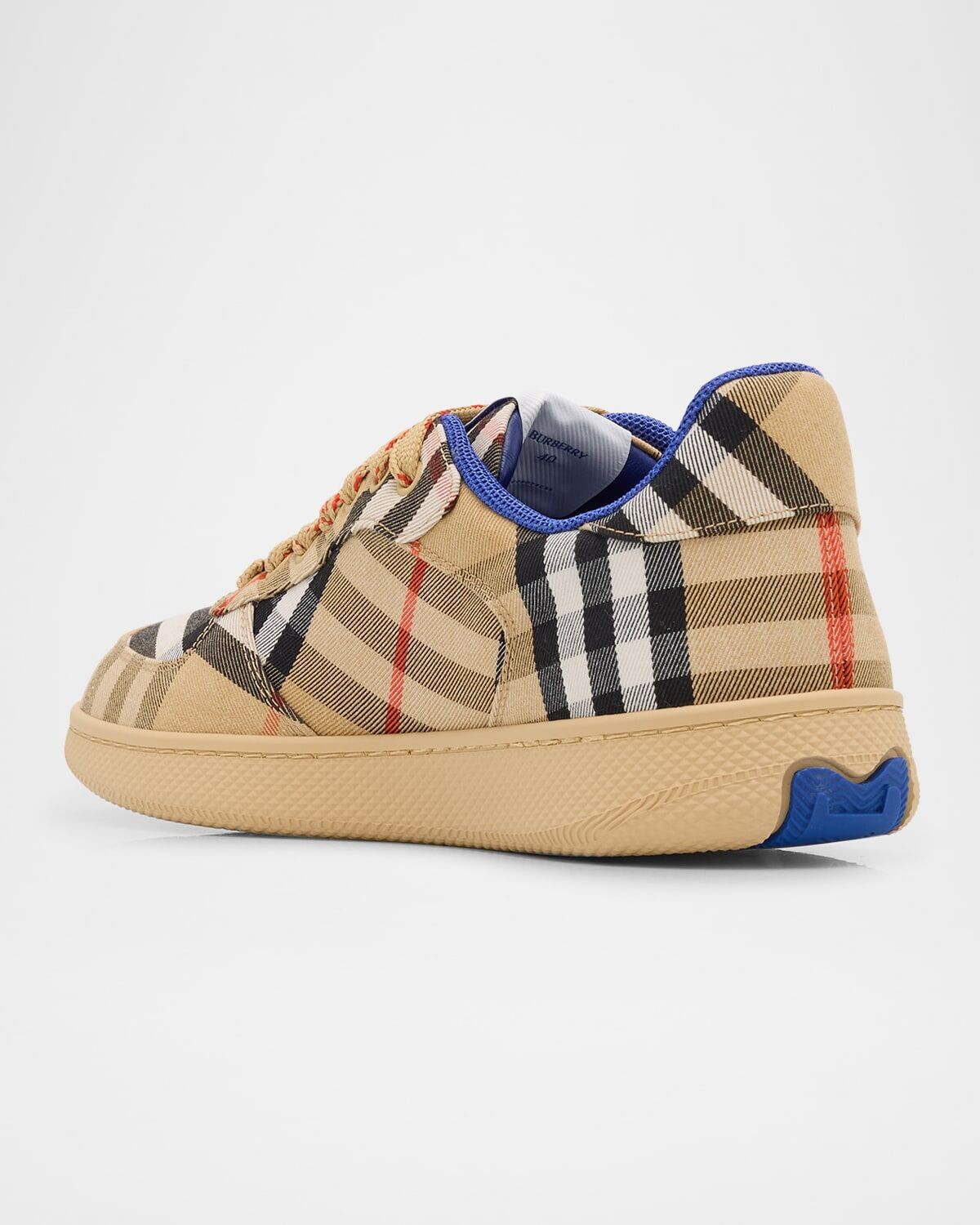 Хлопковые низкие кеды в клетку Terrace Check Burberry, цвет Sand Ip Check — фото 4
