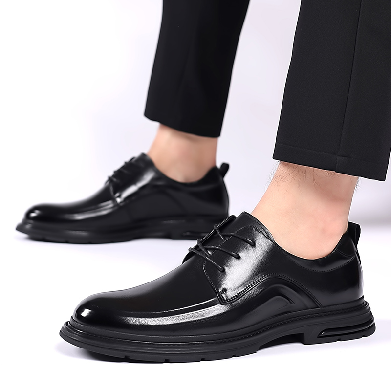 SHUPATE Мужские повседневные туфли черные однослойные, цвет Black Single Layer Shoes — фото 4