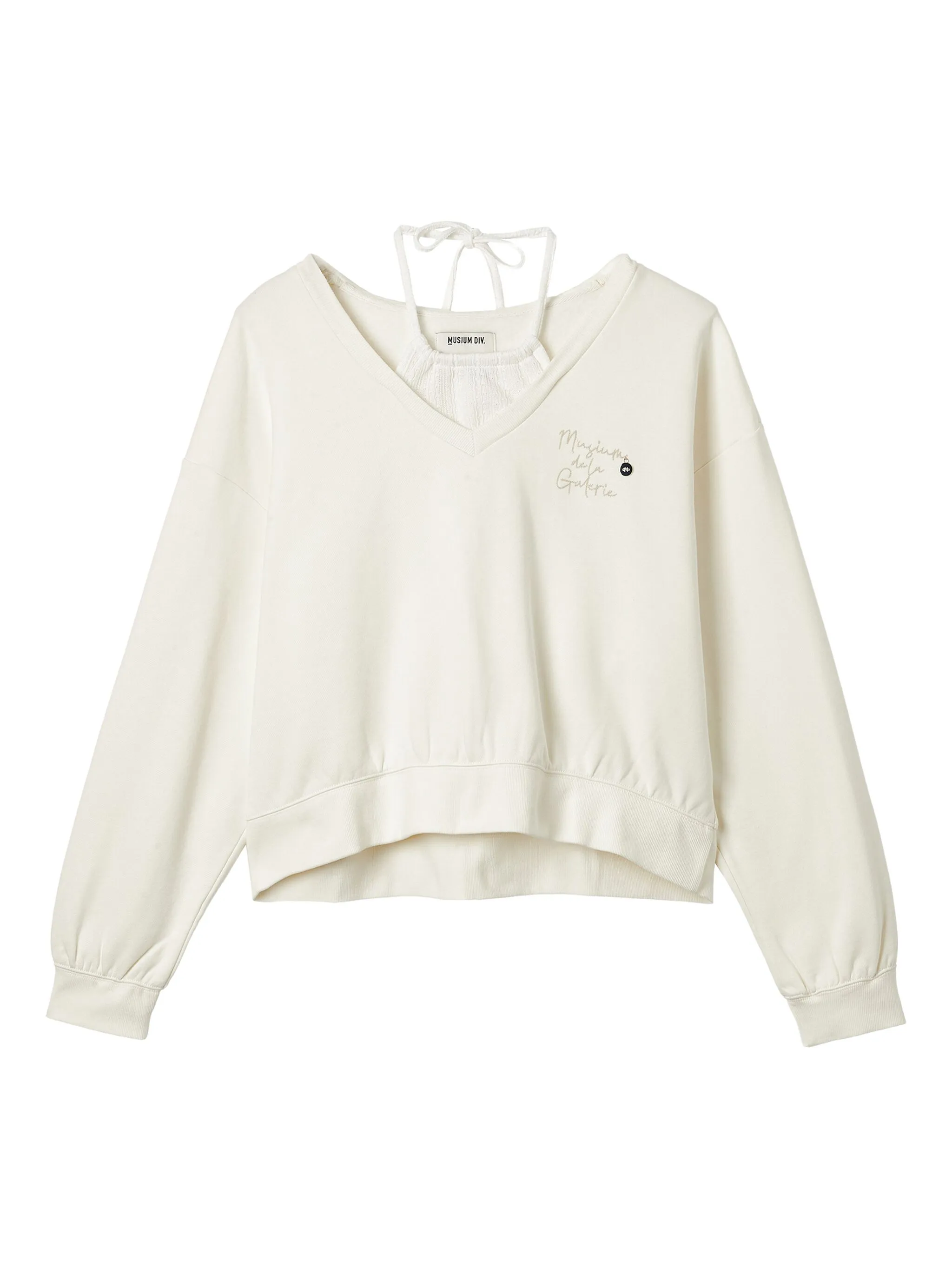 

Топ с V-образным вырезом и вышивкой Musium Div., белый