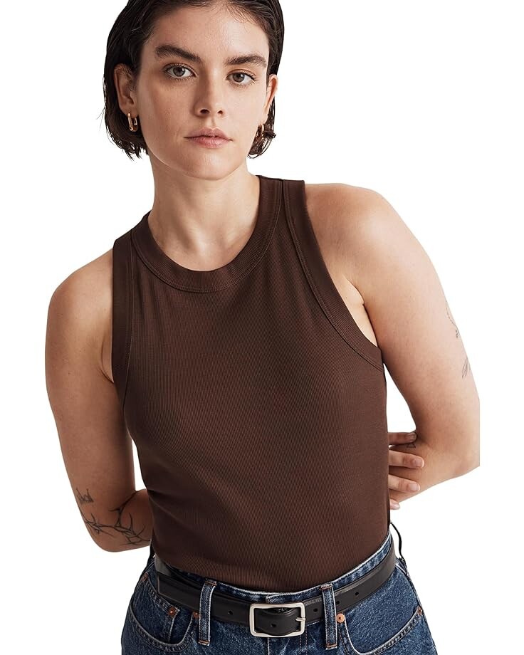 

Топ Madewell Brightside Rib Cutaway, цвет Dark Coffee