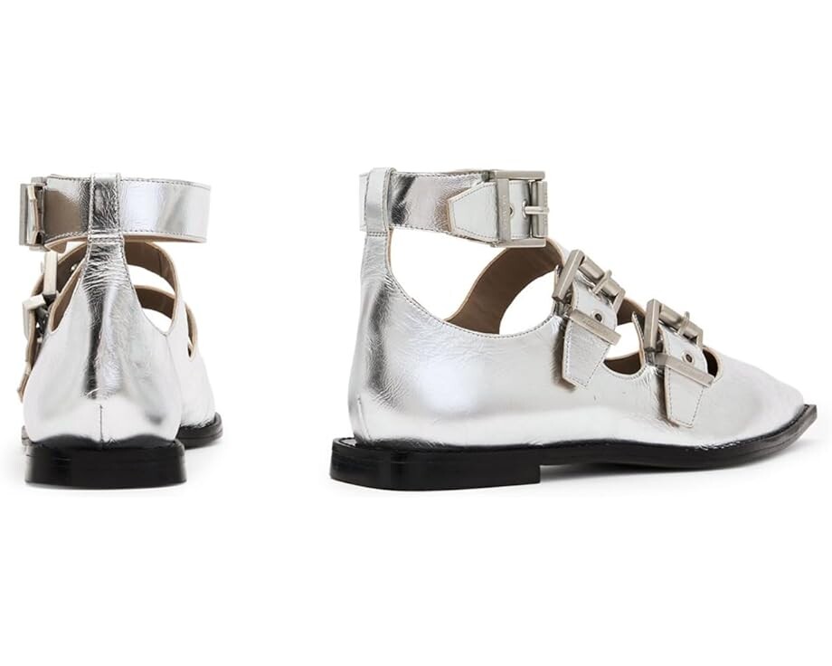 Туфли на плоской подошве AllSaints Susan Buckle Shoe, серебряный — фото 3