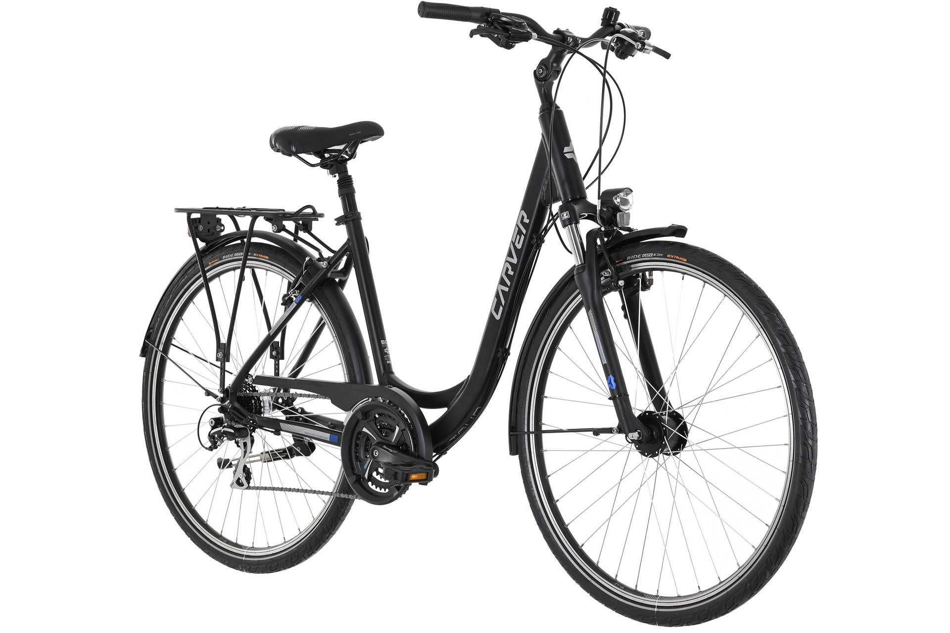 Треккинговый велосипед Carver Tour 100 - 28 дюймов - Tiefeinsteiger - 2024, цвет Schwarz|black/silver/blue — фото 3
