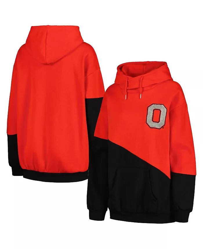 

Женская толстовка с капюшоном Ohio State Buckeyes Matchmaker Diagonal Cowl с алом и черным принтом Gameday Couture