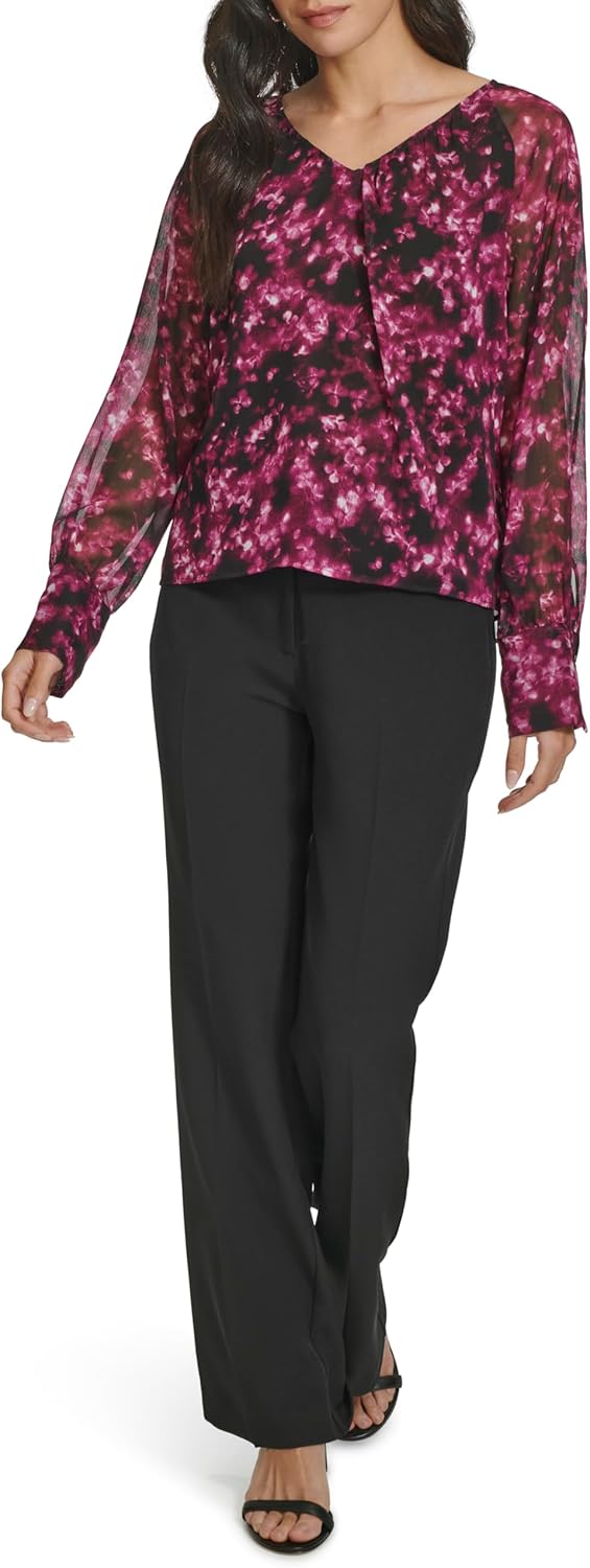 

Женская блузка с длинным рукавом и принтом Calvin Klein, Jew/Blk Combo