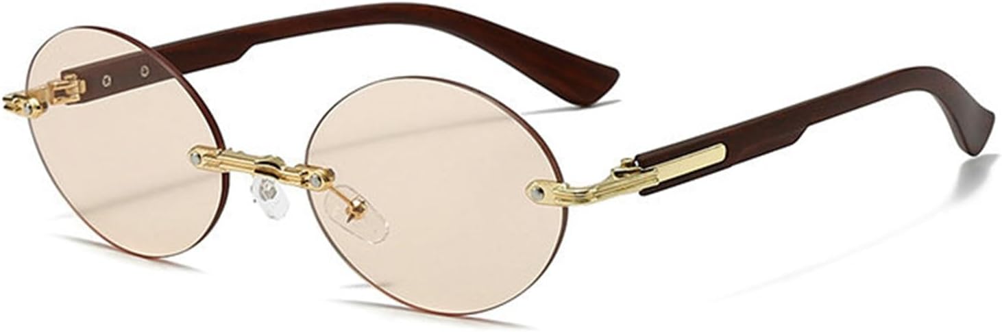 

Солнцезащитные очки Helena Retro Small Oval для женщин и мужчин, модные солнцезащитные очки без оправы, круглые солнцезащитные очки в стиле Y2K, дизайнерские солнцезащитные очки, C6