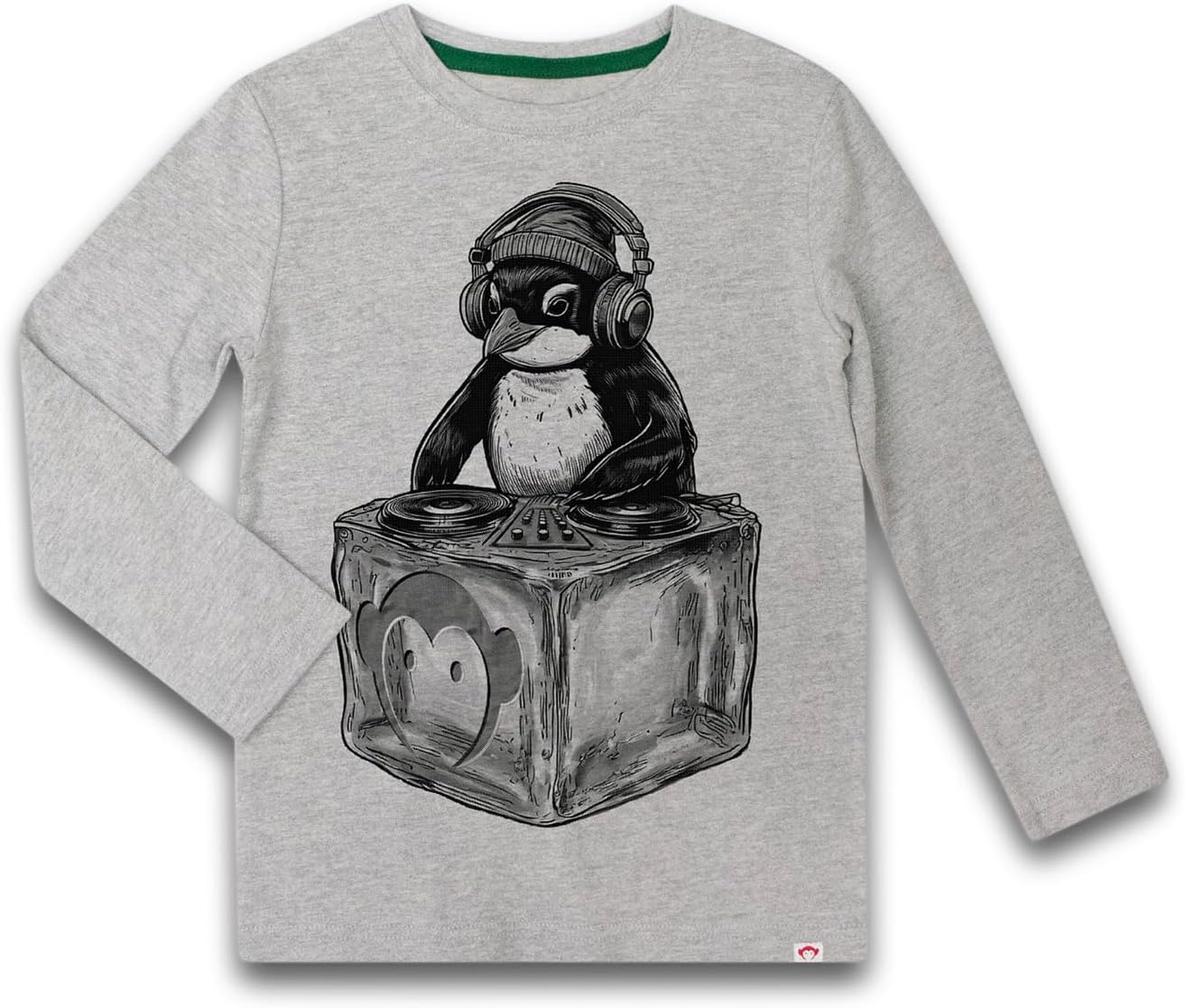 

Футболка с длинным рукавом и принтом пингвина диджея Appaman Kids, Heather Mist