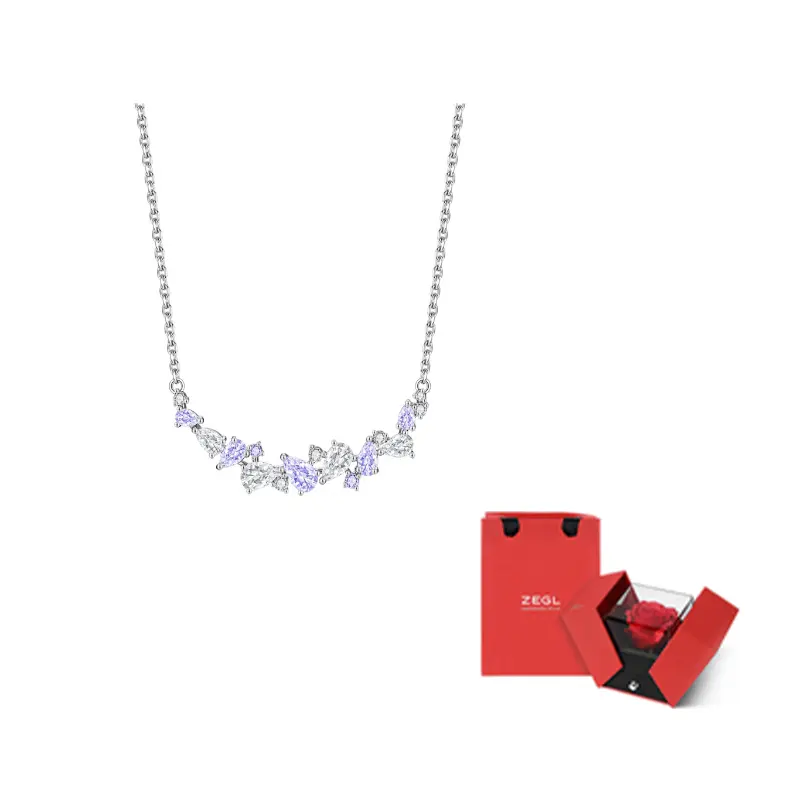 

Браслеты с блестящими цирконами для женщин Zegl, [фиолетовый zircon]smile wisteria necklace