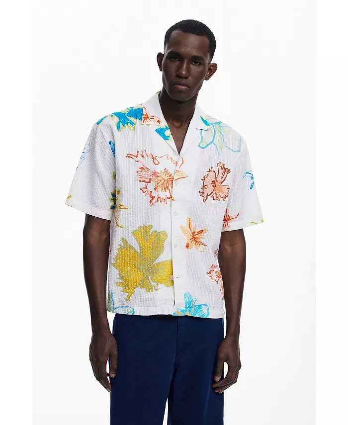 

Мужская футболка с коротким рукавом с листьями Desigual, загар/бежевый