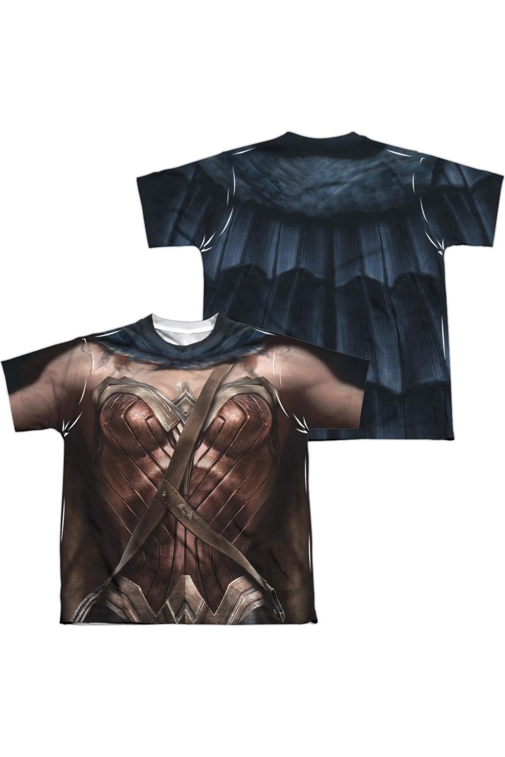 

Футболка для детей с коротким рукавом и принтом костюма Чудо-женщины из фильма "Бэтмен против Супермена" (спереди и сзади) Gildan, белый