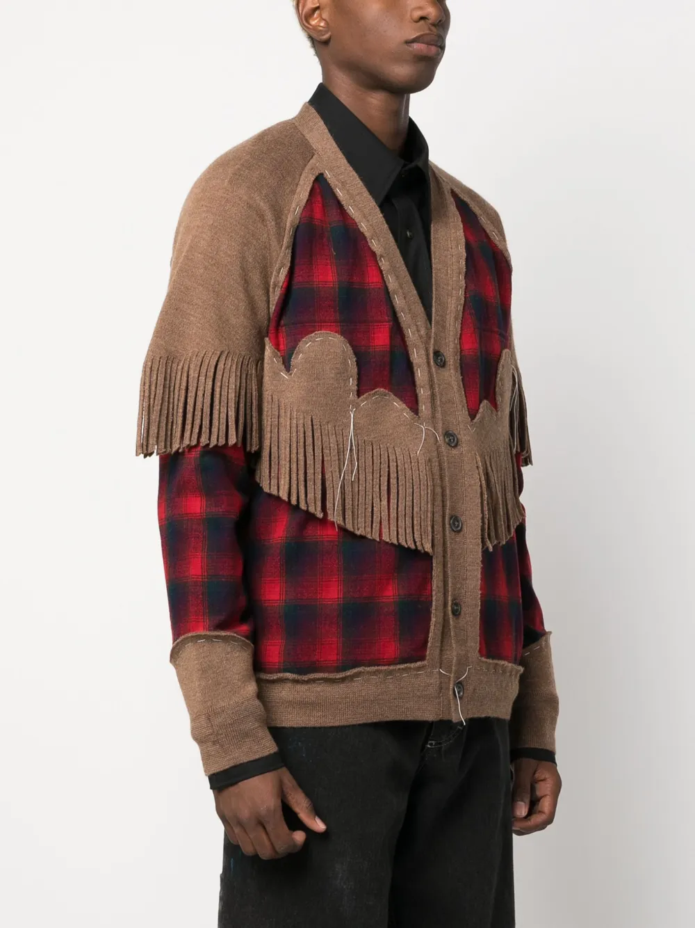 Шерстяной кардиган с бахромой от X Pendleton MAISON MARGIELA, красный — фото 3