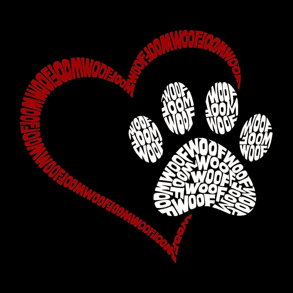 

Paw Heart — женская толстовка с капюшоном с рисунком Word Art LA Pop Art, черный