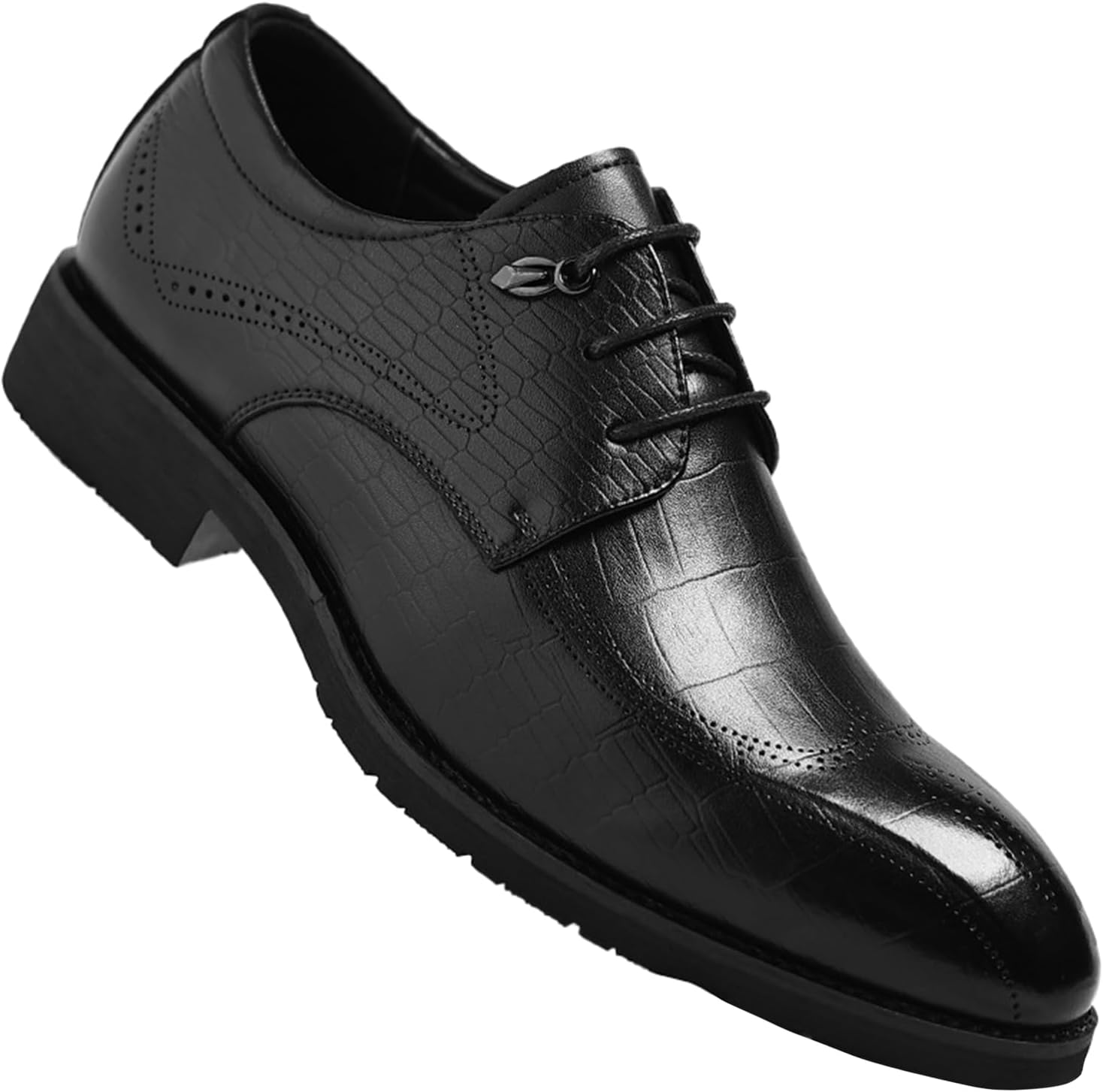 

Мужские кожаные туфли GLBDU с перфорацией и крыльями, оксфорды с модным носком-кап, шнуровкой, низким верхом, деловые и повседневные офисные формальные туфли дерби, черный