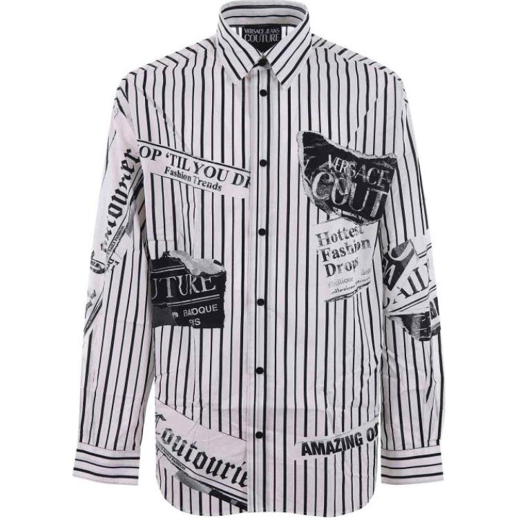 

Рубашка с принтом в стиле журнальной полосы VERSACE JEANS, белый