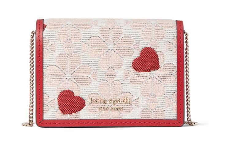 

Kate Spade Женский мини-кошелёк на одно плечо через плечо из ткани и натуральной кожи Вишня и розовый, Cherry & Pink