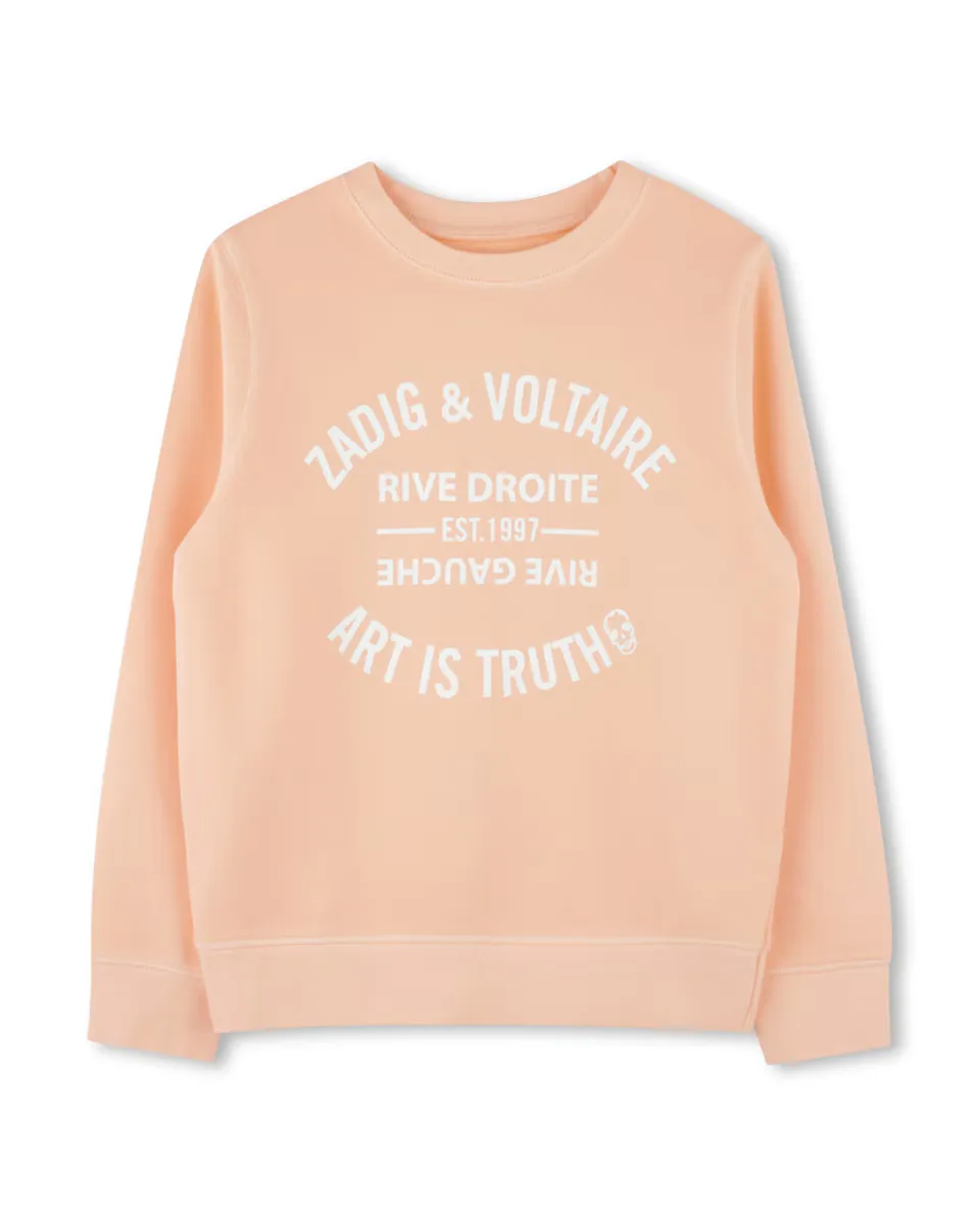 

Хлопковый свитшот с круглым вырезом Zadig & Voltaire, оранжевый