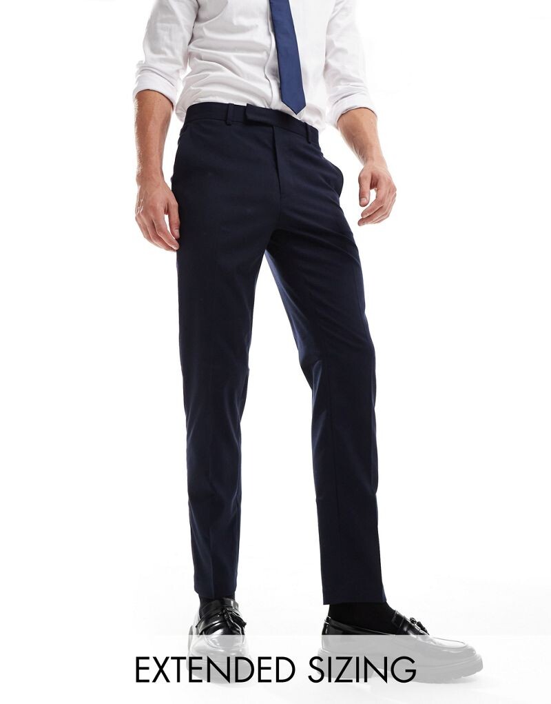 Темно-синие узкие элегантные брюки ASOS DESIGN