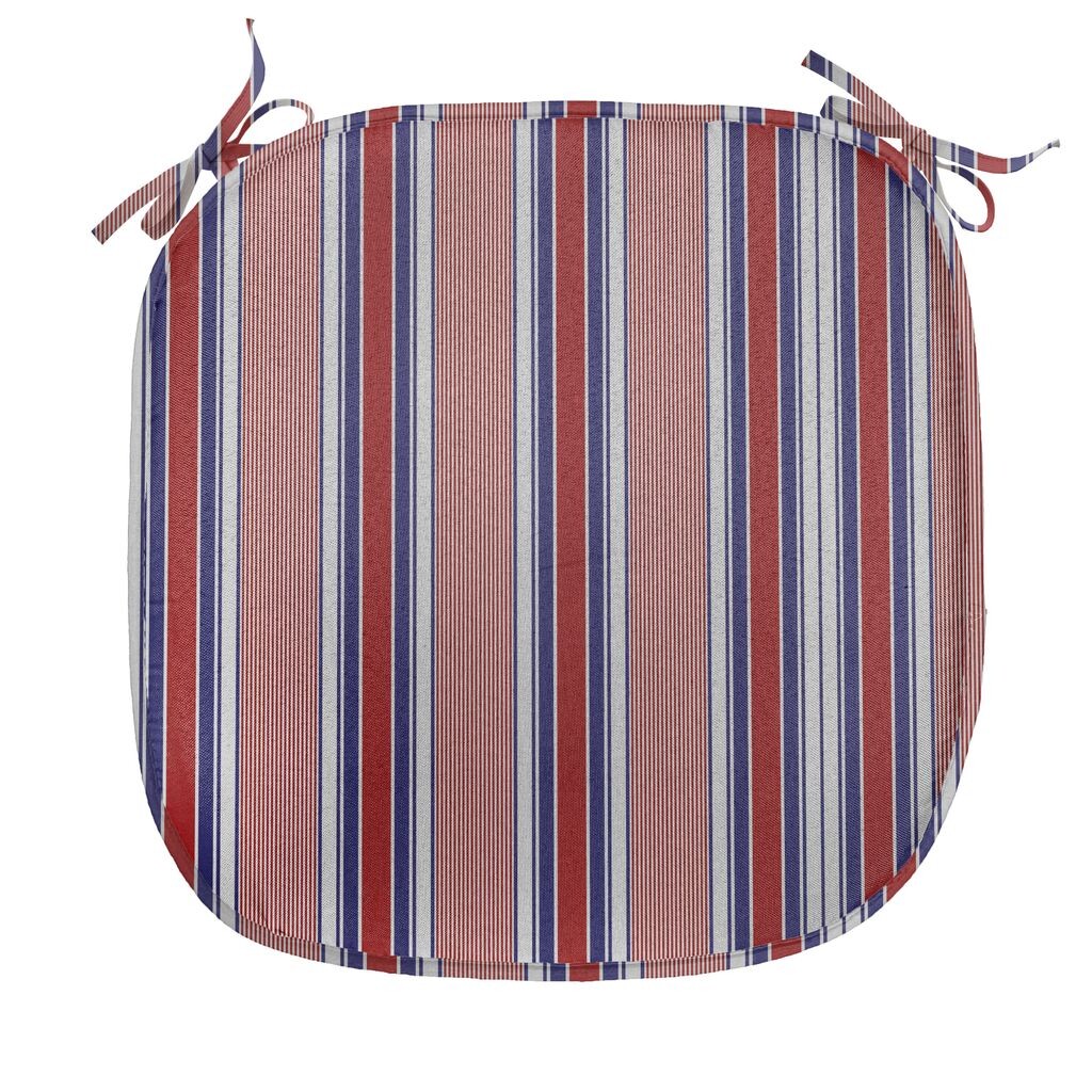 

Подушка для обеденного стула ABAKUHAUS в полоску, вертикальные линии штрих-кода, декоративная водонепроницаемая подушка с ремнями для кухонных сидений, 40 см x 40 см, сине-серый рубиновый