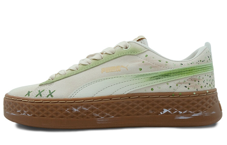 

Кроссовки Puma Smash Platform Skateboarding Shoes Women's Low-top Beige/green/brown, зеленый