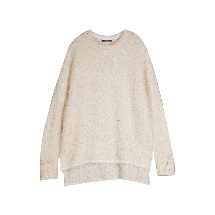 

ELLE XU ZHI Вязаный свитер для женщин белый с круглым вырезом Moderate