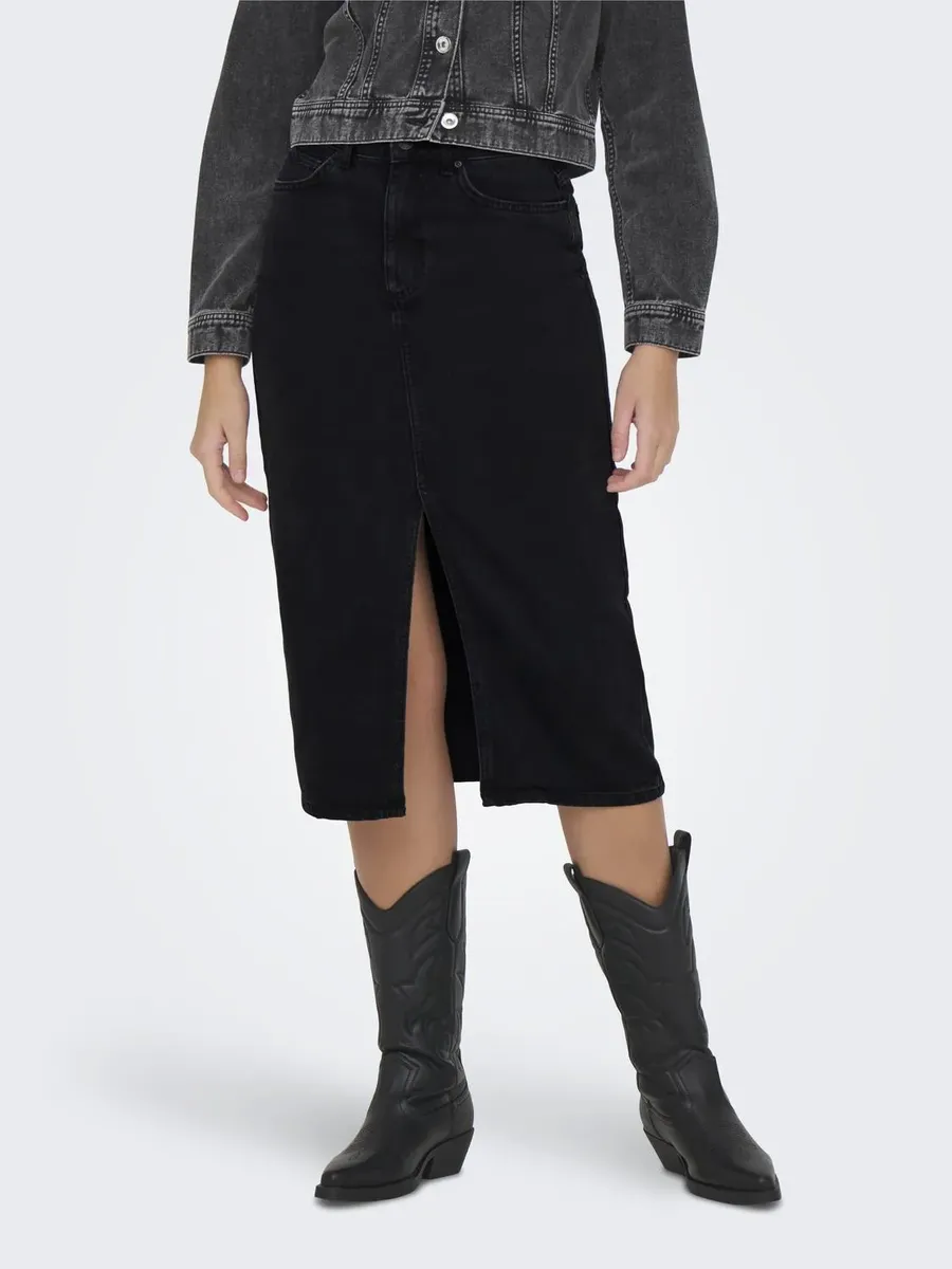 

Only джинсовая юбка "ONLBIANCA MIDI SKIRT DNM REA NOOS", черный