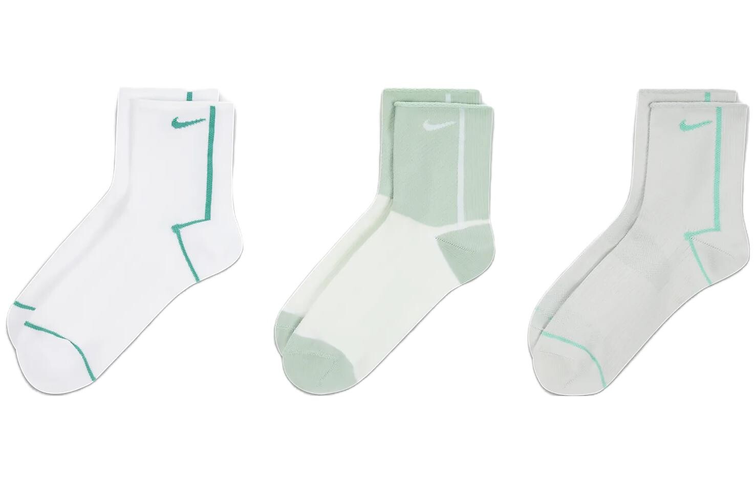 

Женские носки Nike, цвет 1 set of 3 double packs (white + green + gray)