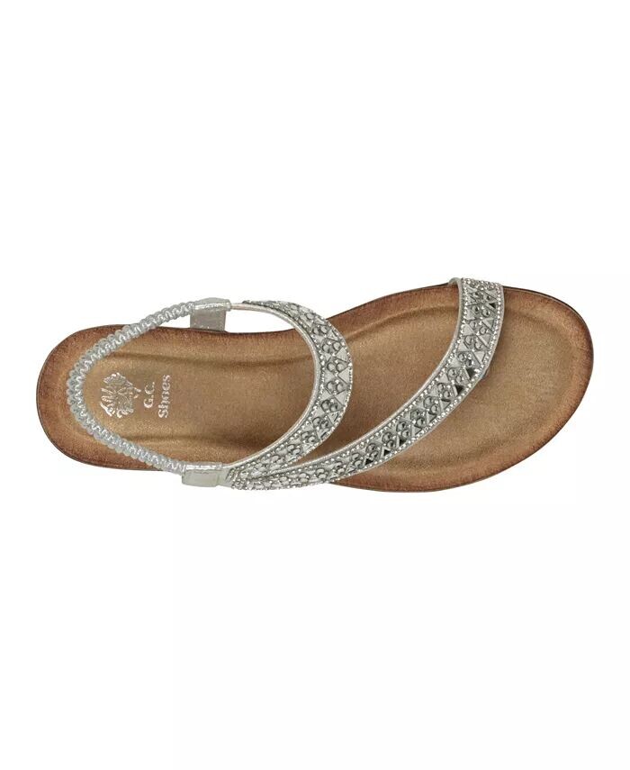 Женские асимметричные сандалии на плоской подошве Reille с украшениями GC Shoes, серый — фото 4
