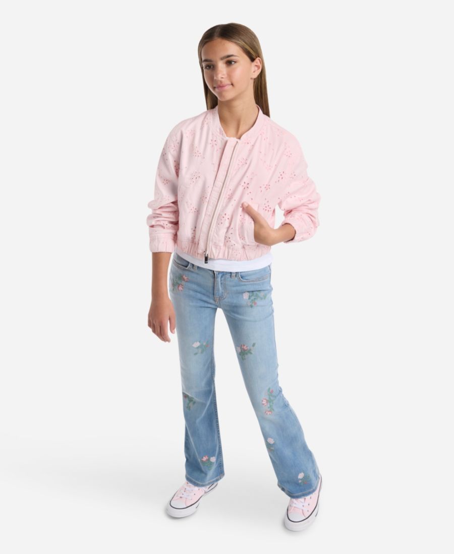Детская куртка-бомбер с цветочным принтом abercrombie kids, Pink — фото 2